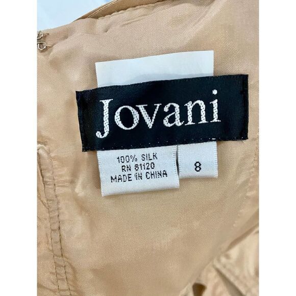 Jovani Vintage Nude Strapless Gown Ruched Bodice and Ruffle - Picture 9 of 15